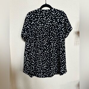Torrid Black Blouse with White Dots